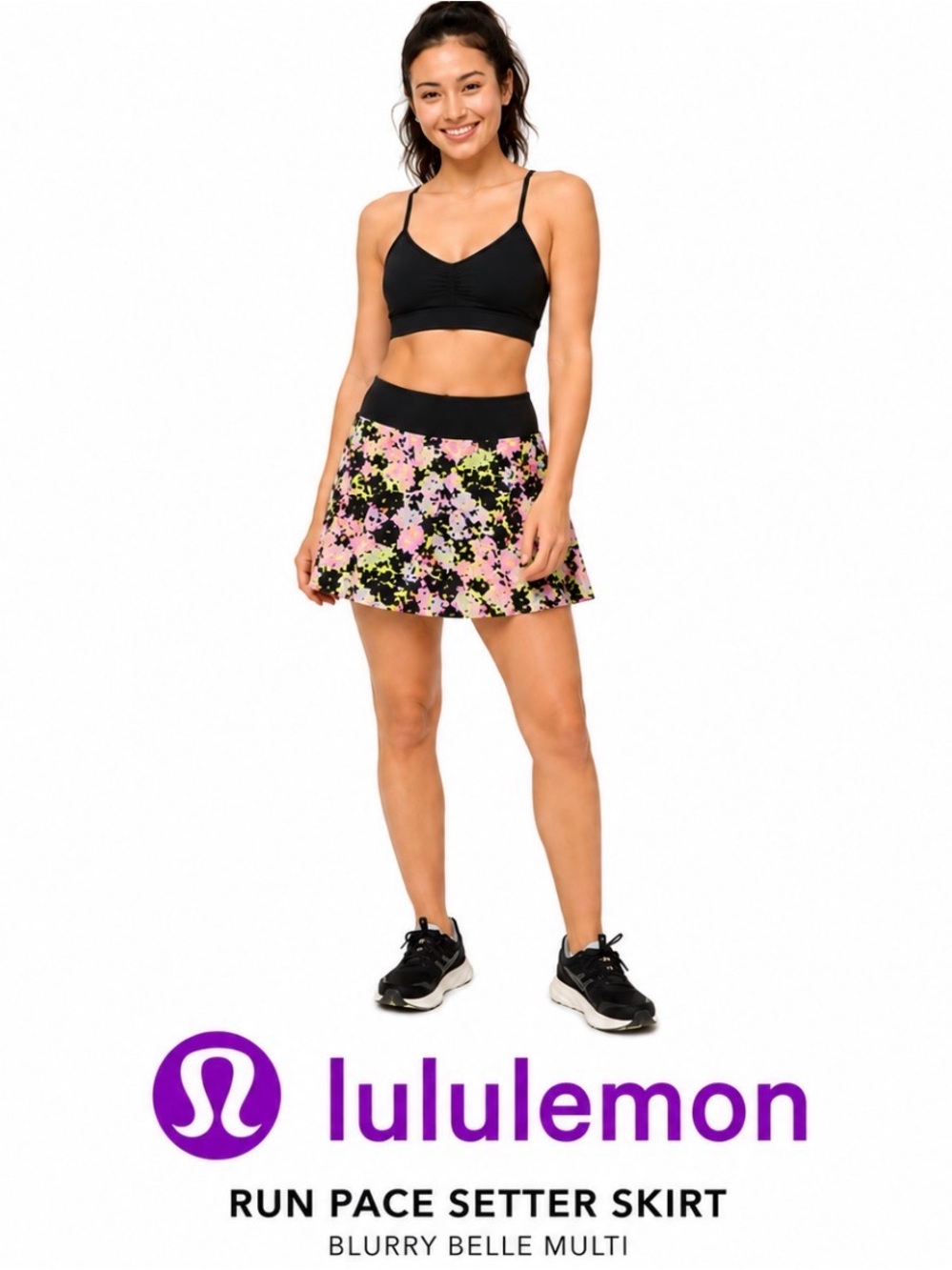 Lululemon Run Pace Setter Skirt Blurry Belle Multi Floral Built In Shorts 8 RARE